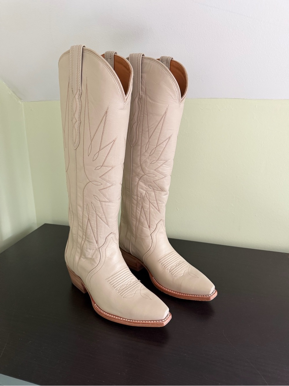 Tecovas Cream The Loretta Over-the-Knee Western Leather Boots 6.5
